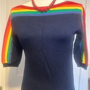 Collectif 360 Degree Rainbow 🌈 Striped 3/4 Sleeve Sweater